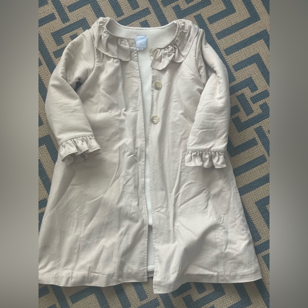 bella bliss Cream with gold sparkle Ruffle Trim Coat fleece lined